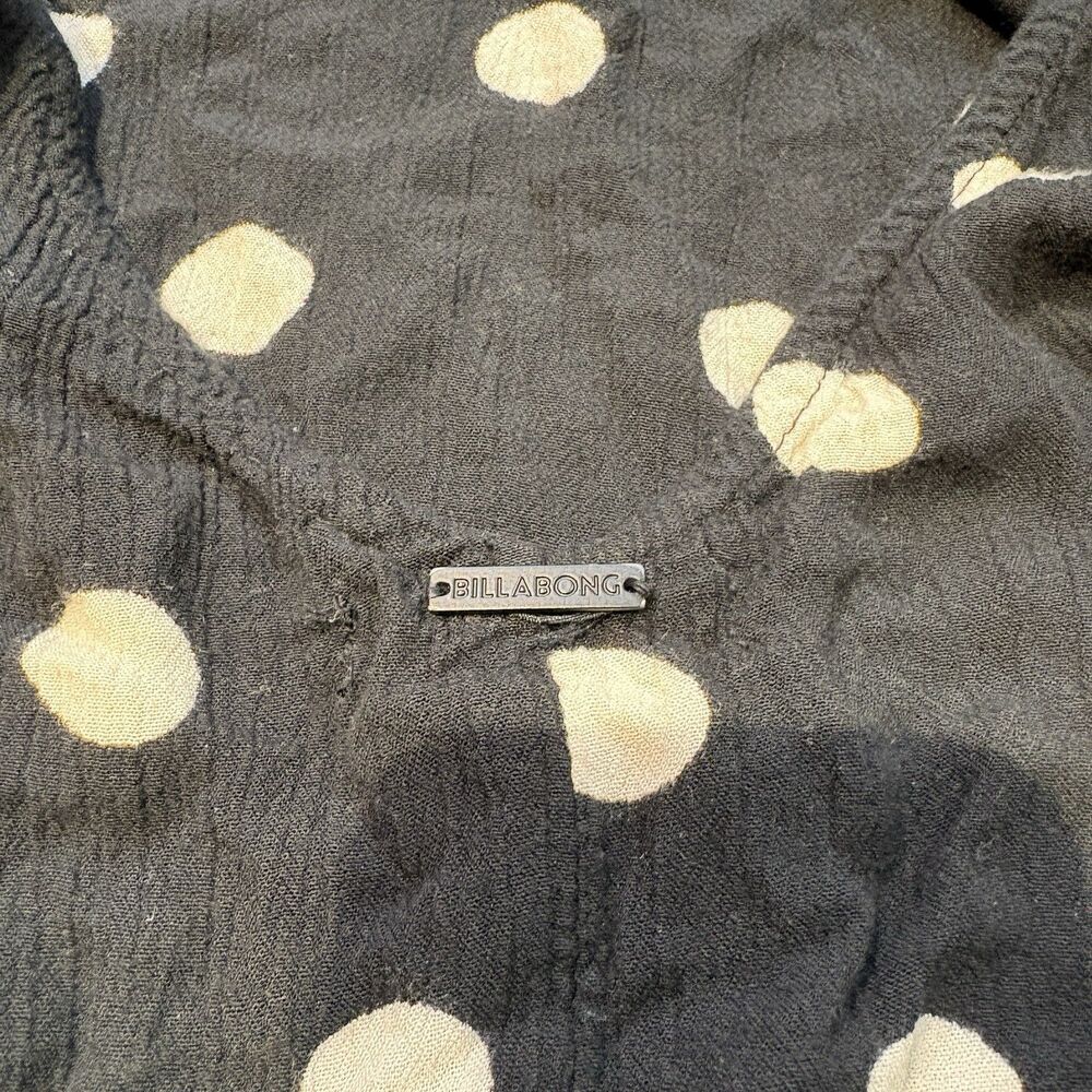 Billabong Mini Slip Dress Womens Small Pullover Logo Scoop Neck Black Polka Dot - Picture 6 of 6